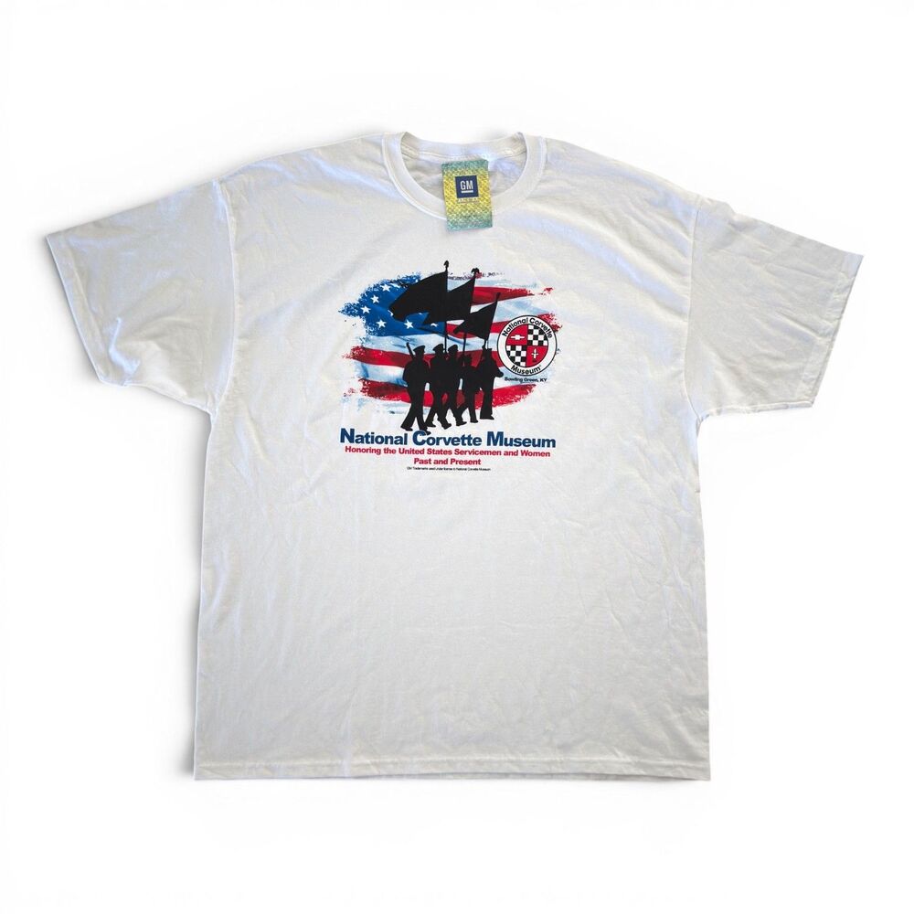 National Corvette Museum Honor Veterans T Shirt Mens 2XL White NWT GM Hanes